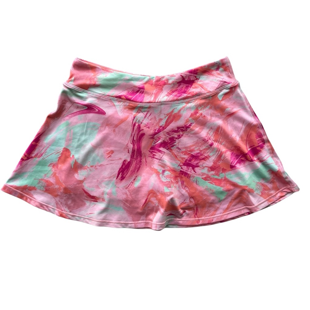 ID Ideology Girl’s M Org Pink Shock Scratched Paint Elastic Waist Athletic Skort